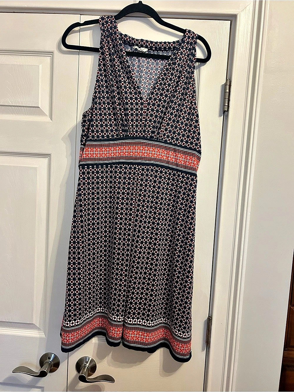 Max Studio Geometric Midi Dress in Black & Red Like New